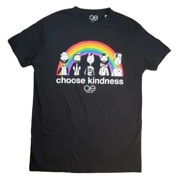Queer Eye For The Straight Guy Graphic T-Shirt Black Choose Kindness Rainbow S - Picture 1 of 4